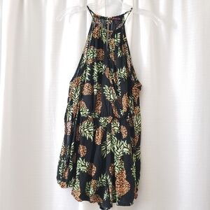 XSmall Material Girl Black Yellow Green Pineapple Print Longsleeve Romper